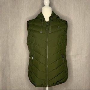 Lauren Ralph Lauren Drawstring Hooded Puffer Vest | Loden Green | Size Medium